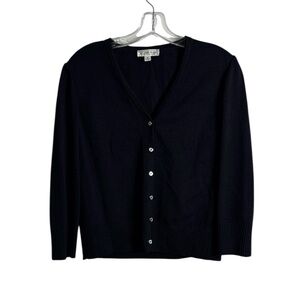 St. John Sport Black Button Up Santana Knit Cardigan Size Small